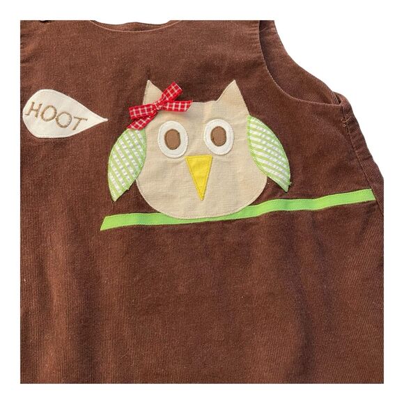 Funtasia! Too Toddler 4R Jumper Dress Owl Patchwork Corduroy Fall Ruffles - Picture 5 of 11